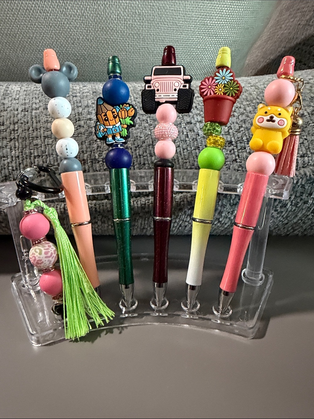 NWOT Colorful Decorative Bead Pens - Pink, Green, Yellow, Blue, Burgundy